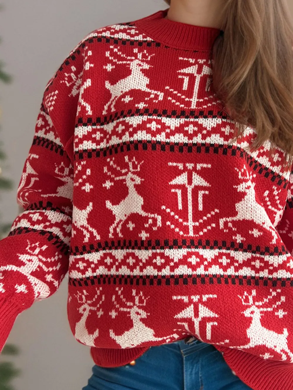 Christmas Element Round Neck Long Sleeve Sweater, image 3