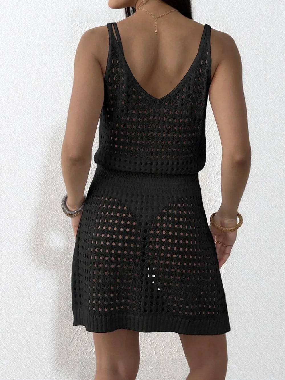 Openwork Sleeveless Knit Cover Up Dress, image 8