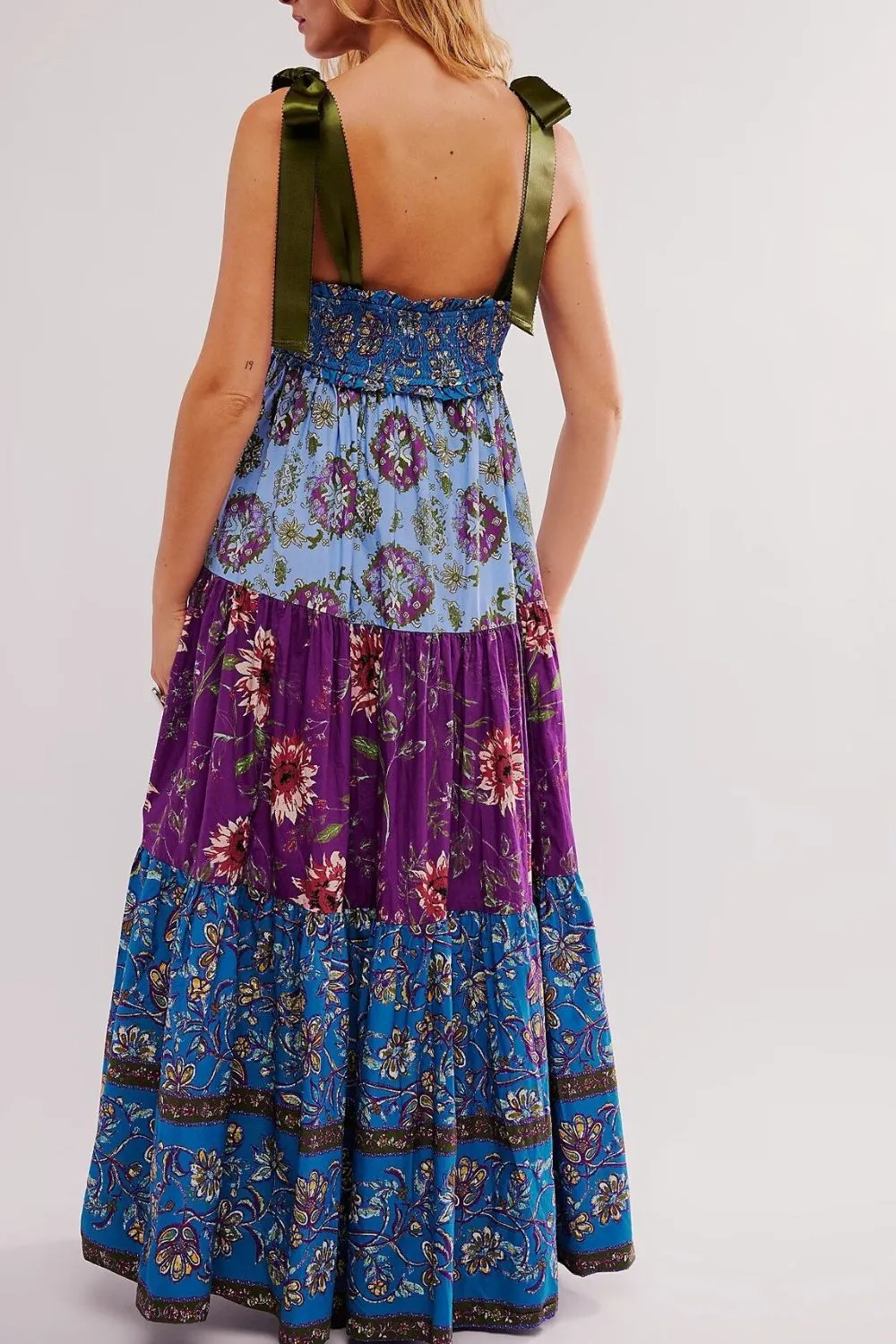 Floral Tiered Maxi Dress with Mixed Print Design, image 14