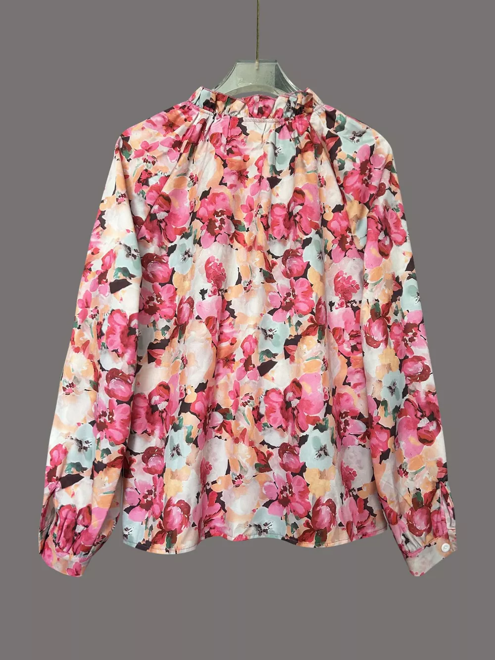 Floral Print Frill Trim Shirt, image 6