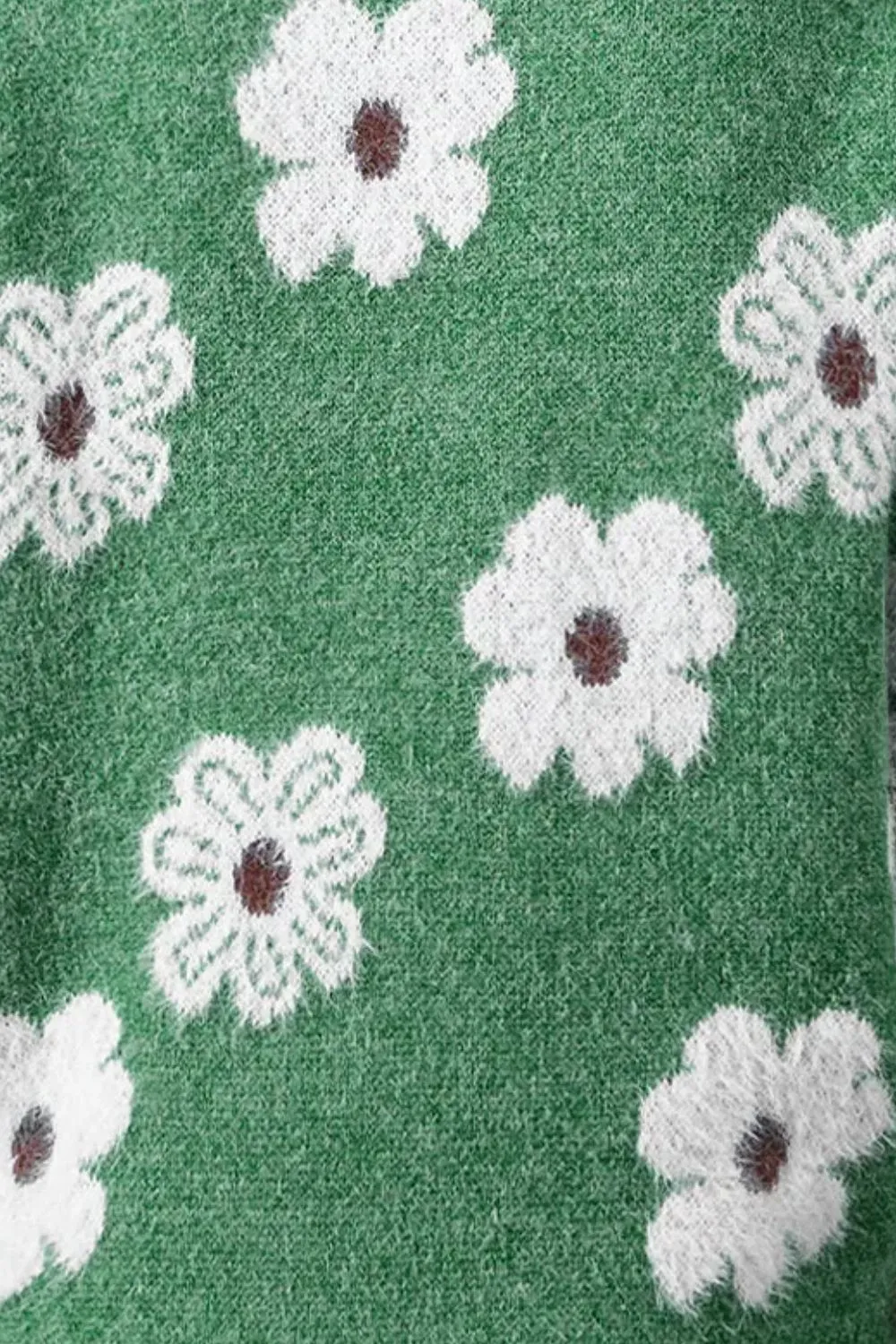 Flower Half Zip Long Sleeve Sweater, image 5