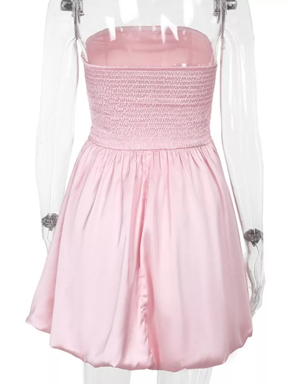 Strapless Ruched Mini Bubble Dress, image 7