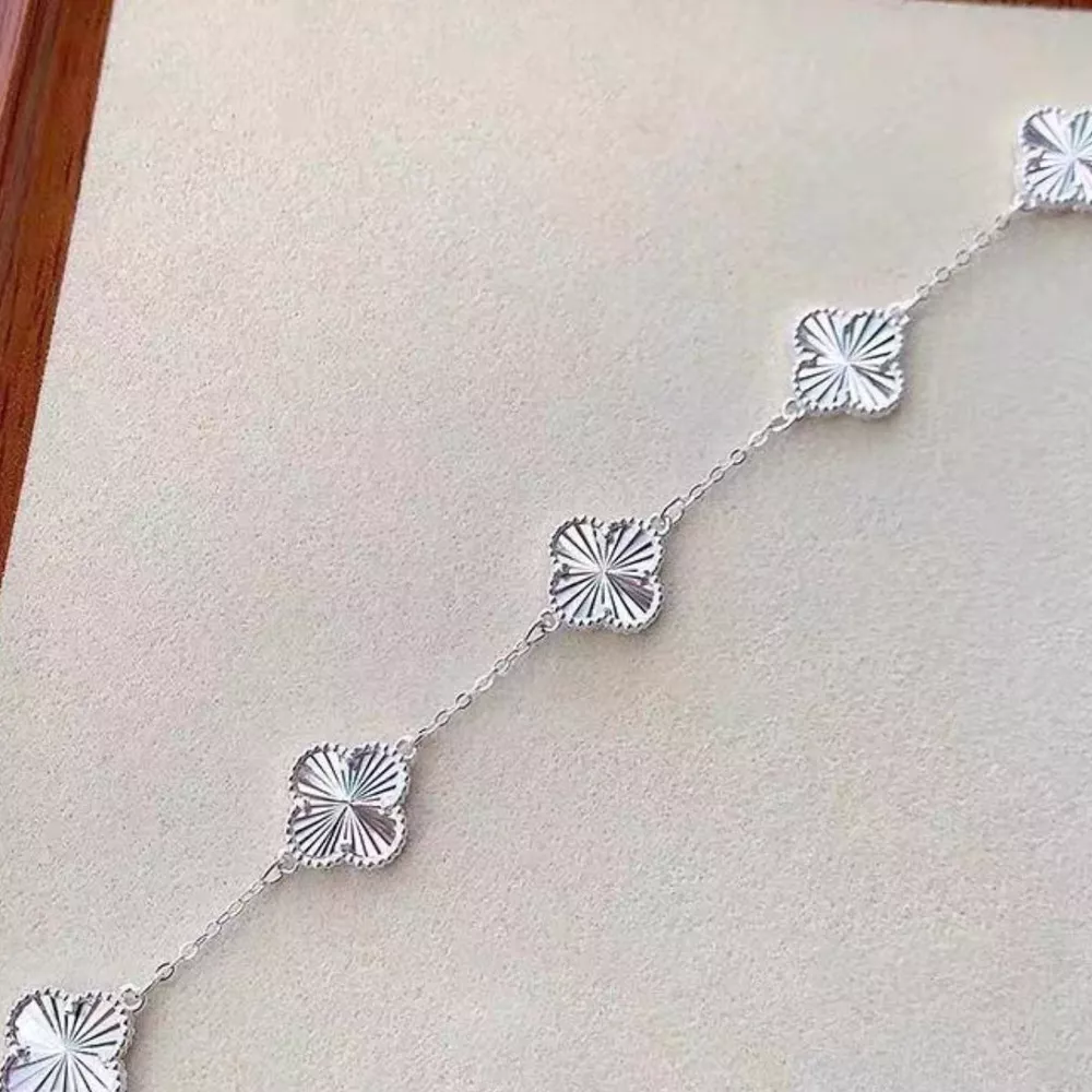 925 Sterling Silver Chain Four Leaf Clover Bracelet, image 3
