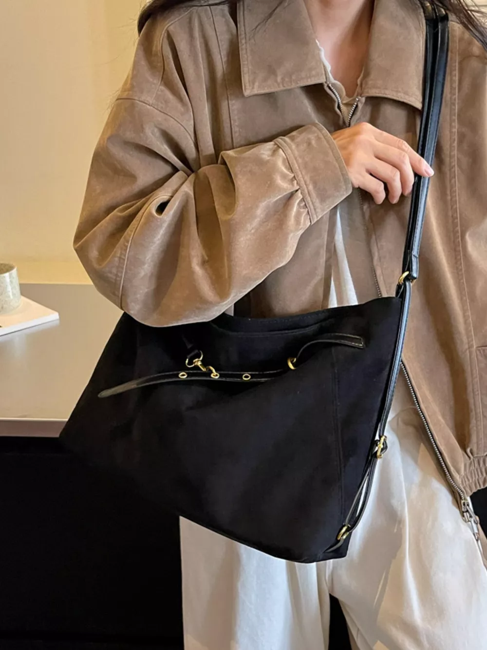 Adjustable Buckle Detail Shoulder Bag, image 5