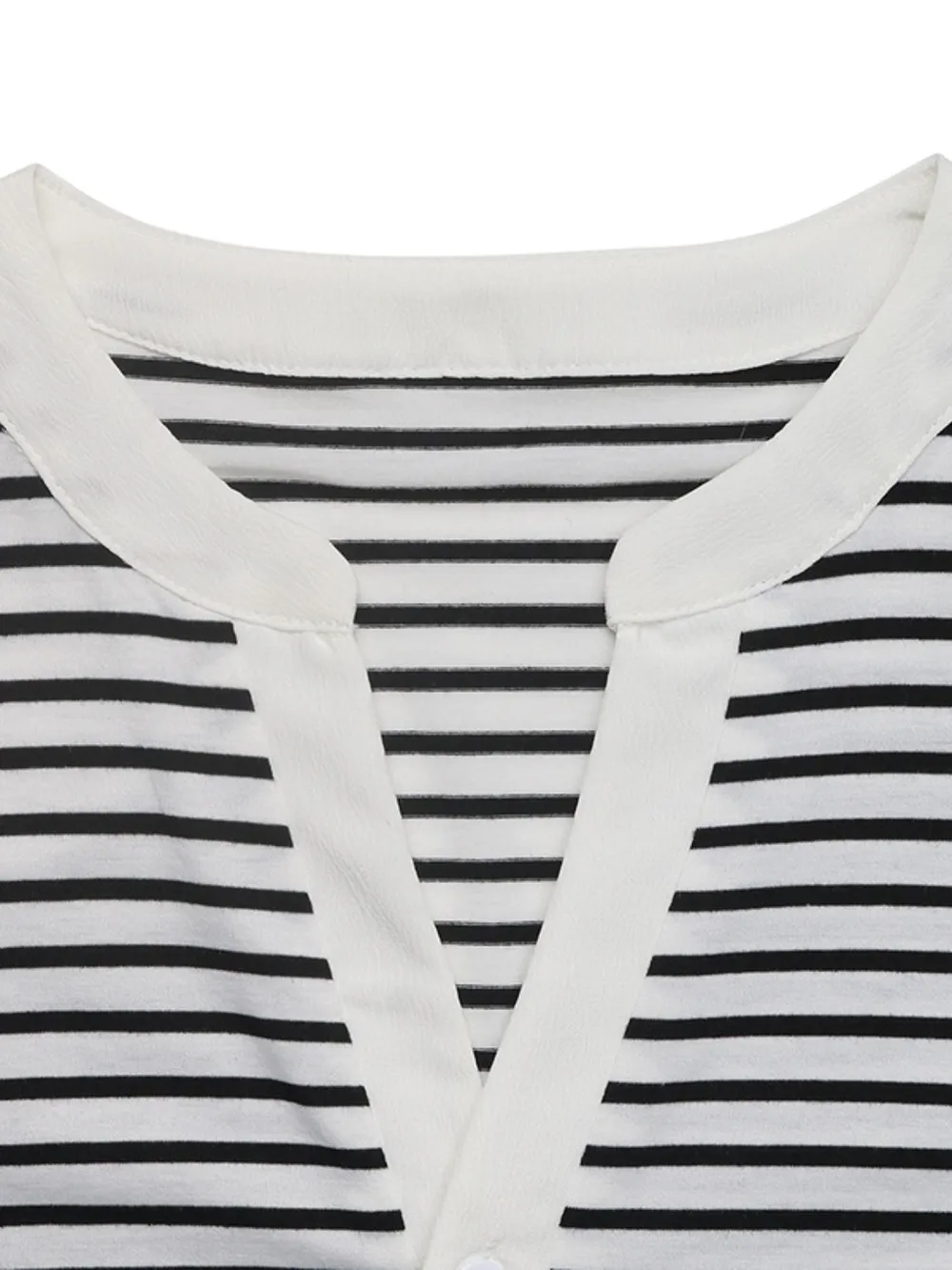 Striped Notched Short Sleeve T-Shirt, image 7