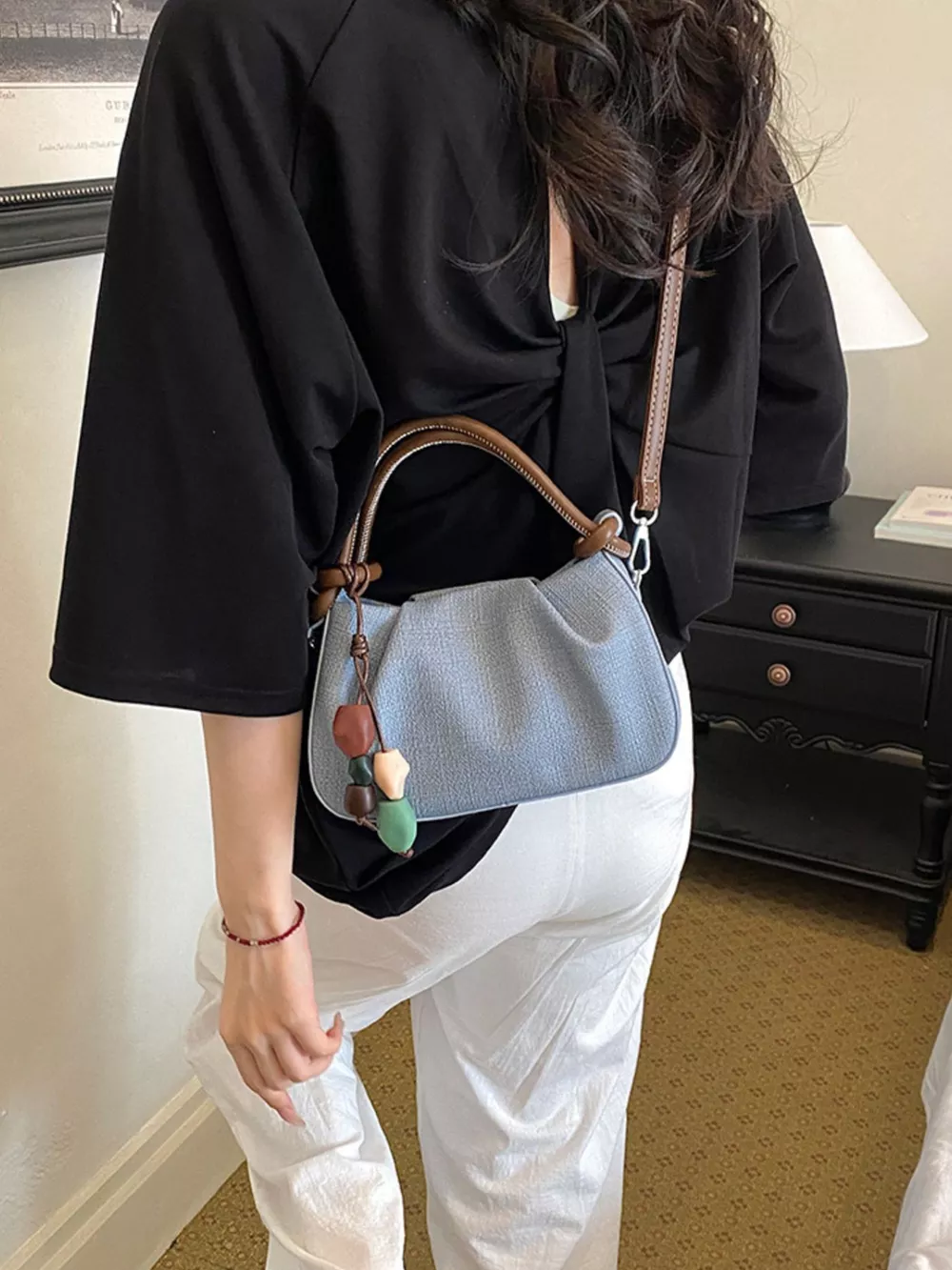 Ruched Top Handle Crossbody Bag, image 9
