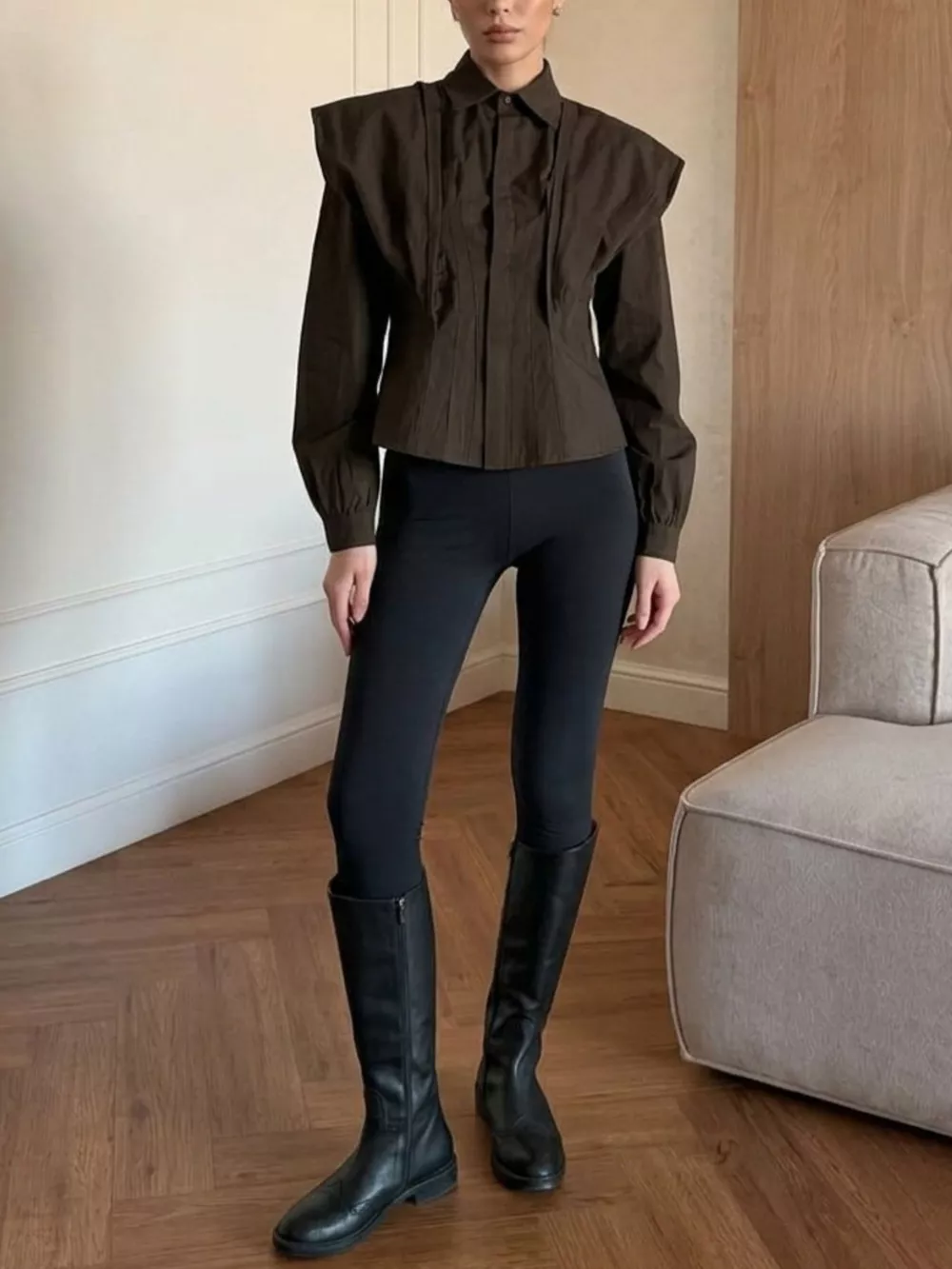 Slim-Fit Ruched Waist Shirt, image 7