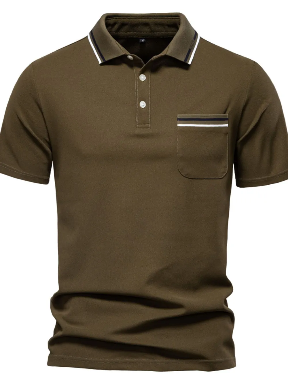 Men's Short Sleeve Collared Neck Striped Polo, image 9