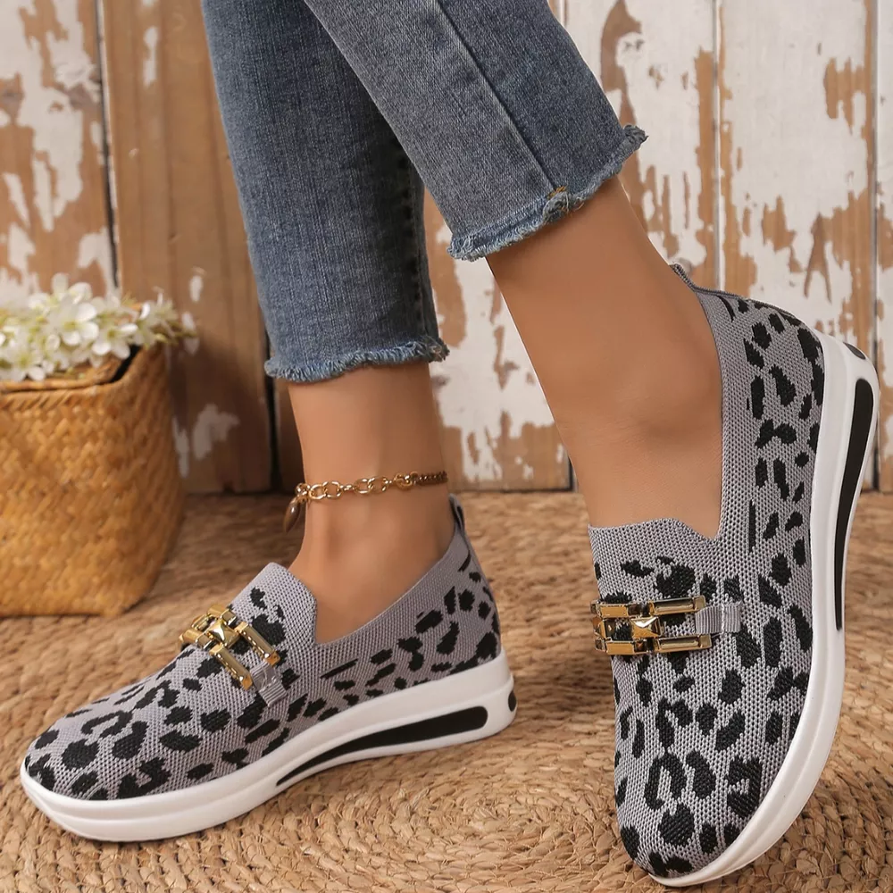 Leopard Round Toe Slip-Ons