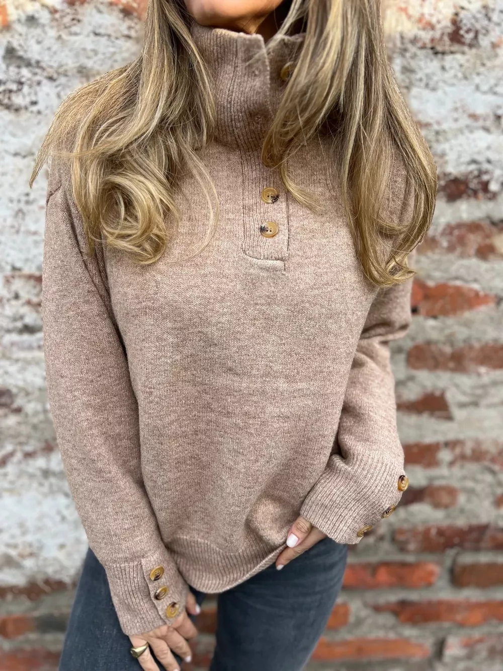 Full Size Button-Detail Turtleneck Sweater Plus Size, image 8