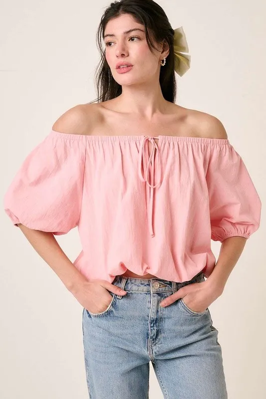 Linen Two-Way Short Sleeve Crop Blouse, image 3