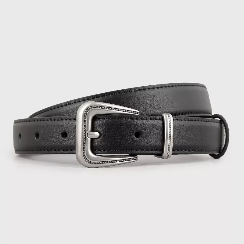 Leather Belt with Silver Buckle