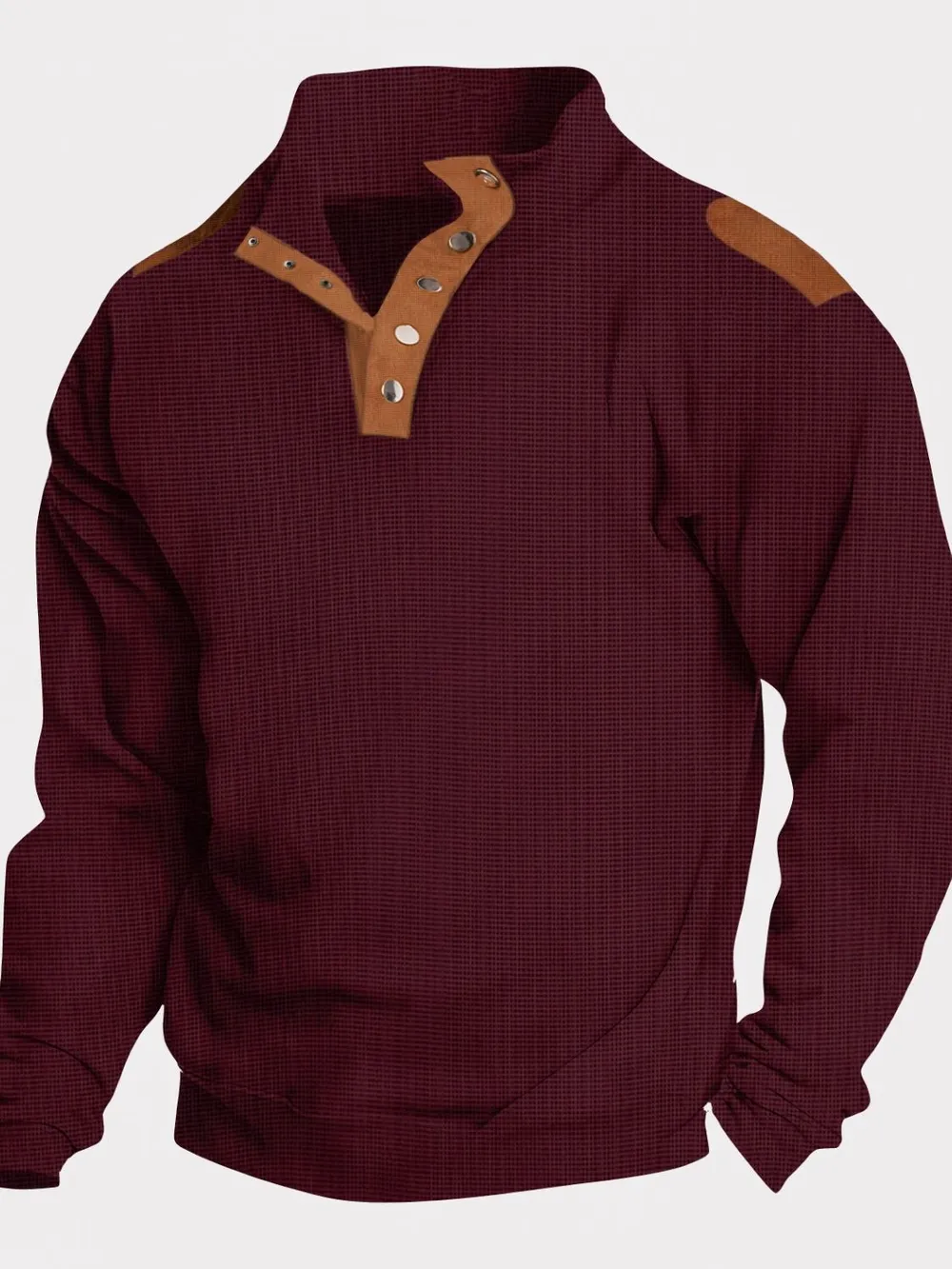 Men's Full Size Stand Collar Long Sleeve Polo Plus Size, image 8