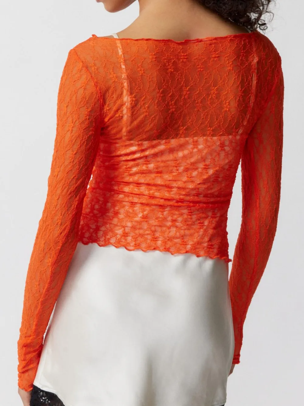 Lace Boat Neck Long Sleeve Blouse, image 9