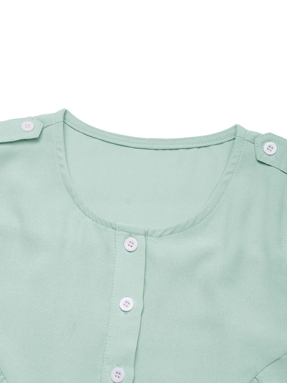 Button Detail Round Neck Sleeveless Mini Dress, image 4