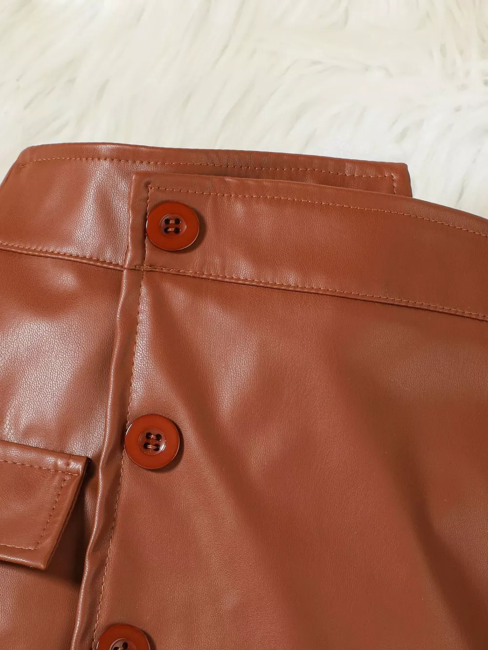 Children's Ribbed Knit Top and Leather Skirt Set, image 6