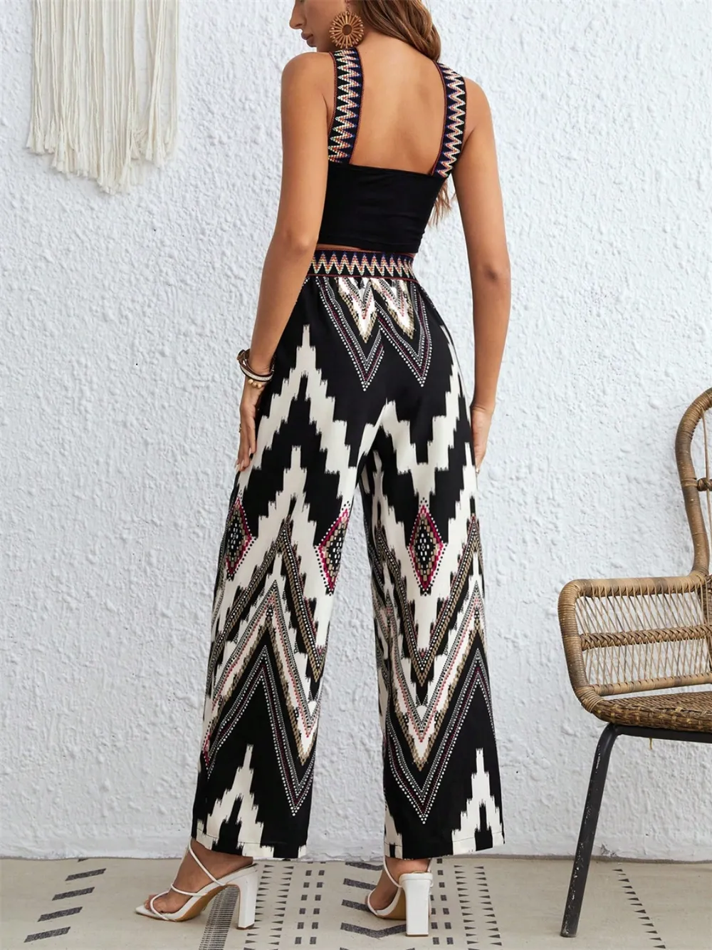 Wide Strap Sleeveless Top and Pants Set, image 2