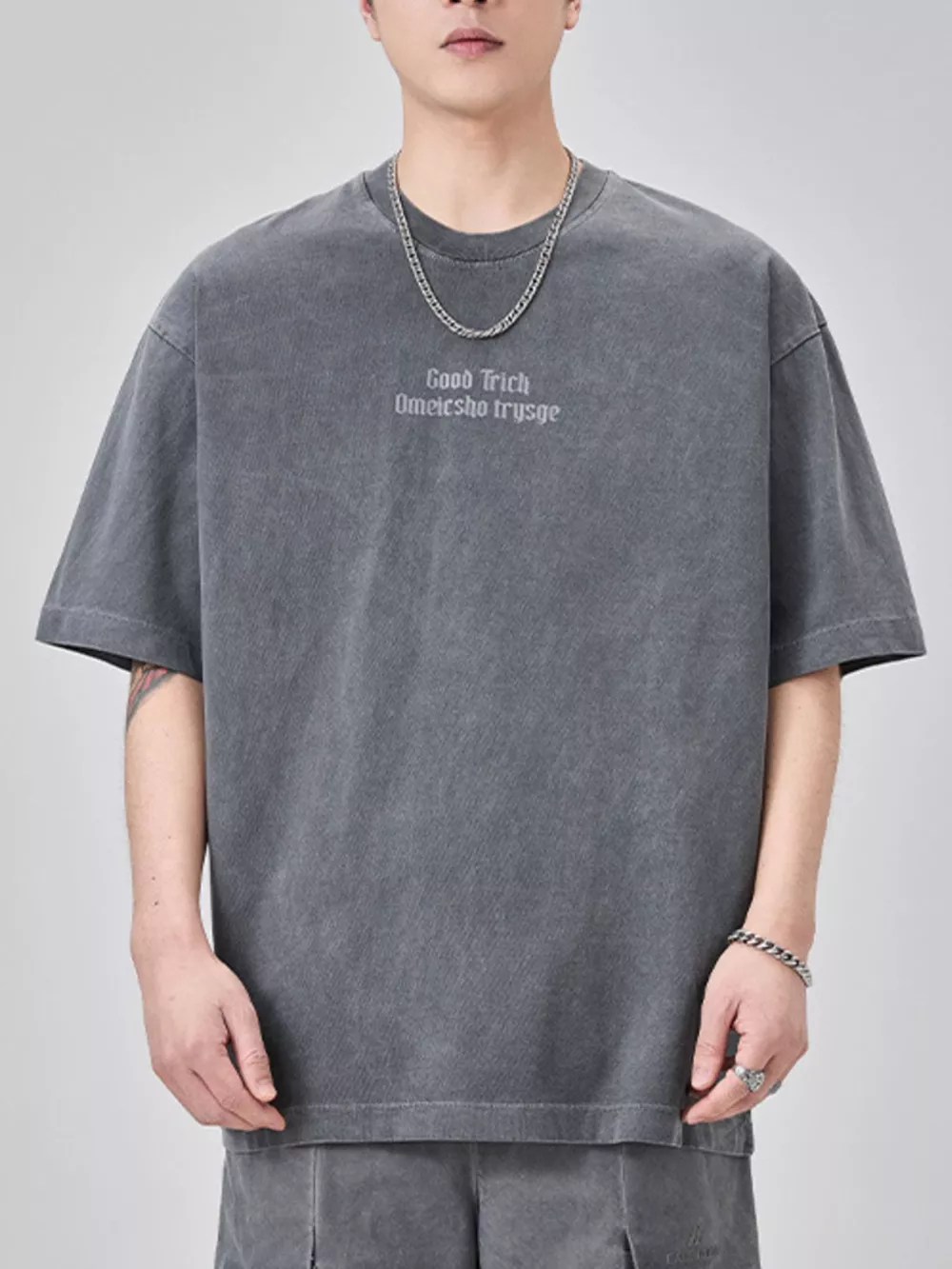 Men's Plus Size Letter Round Neck Short Sleeve T-Shirt, image 7