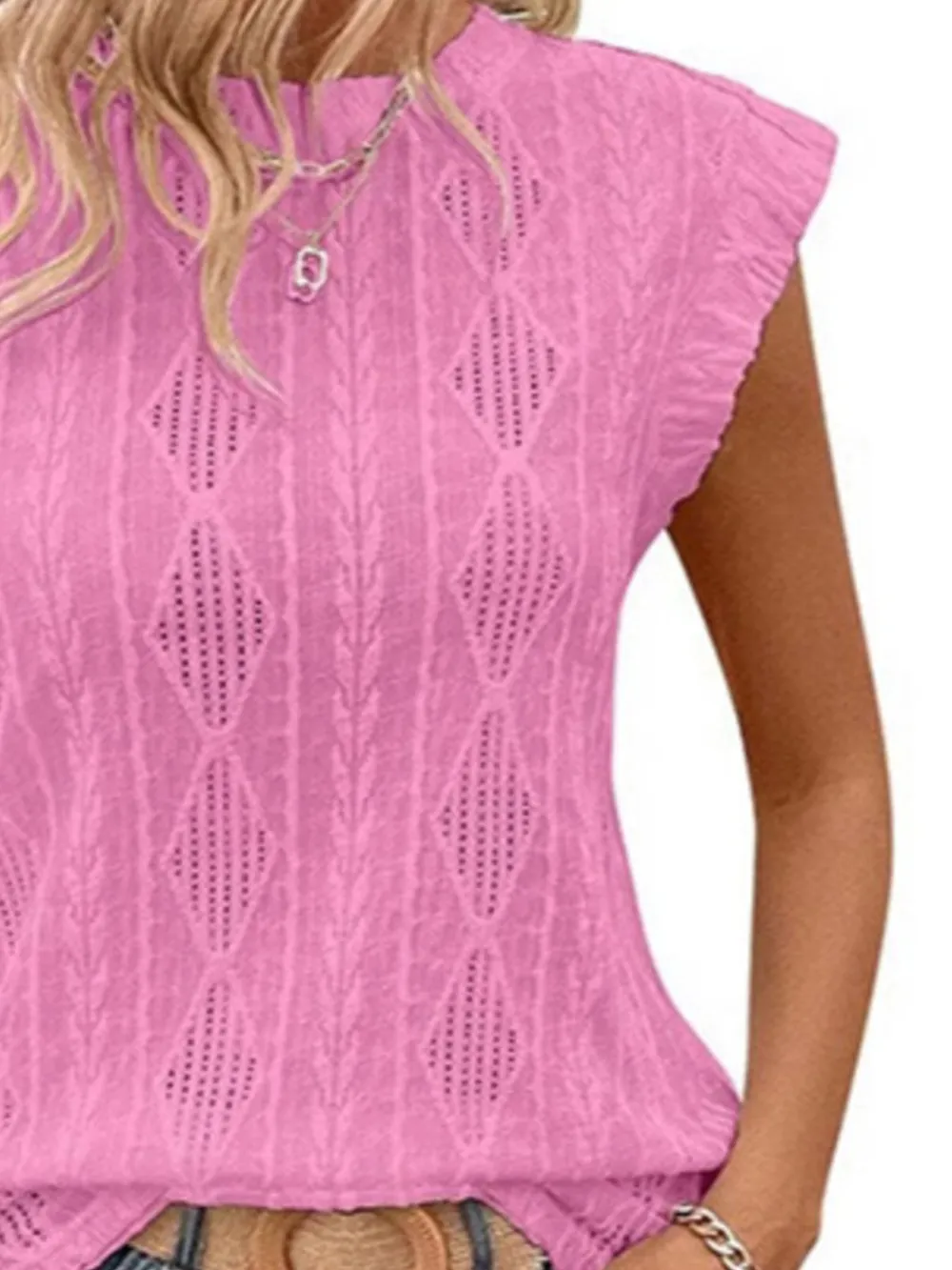Openwork Round Neck Top, image 10