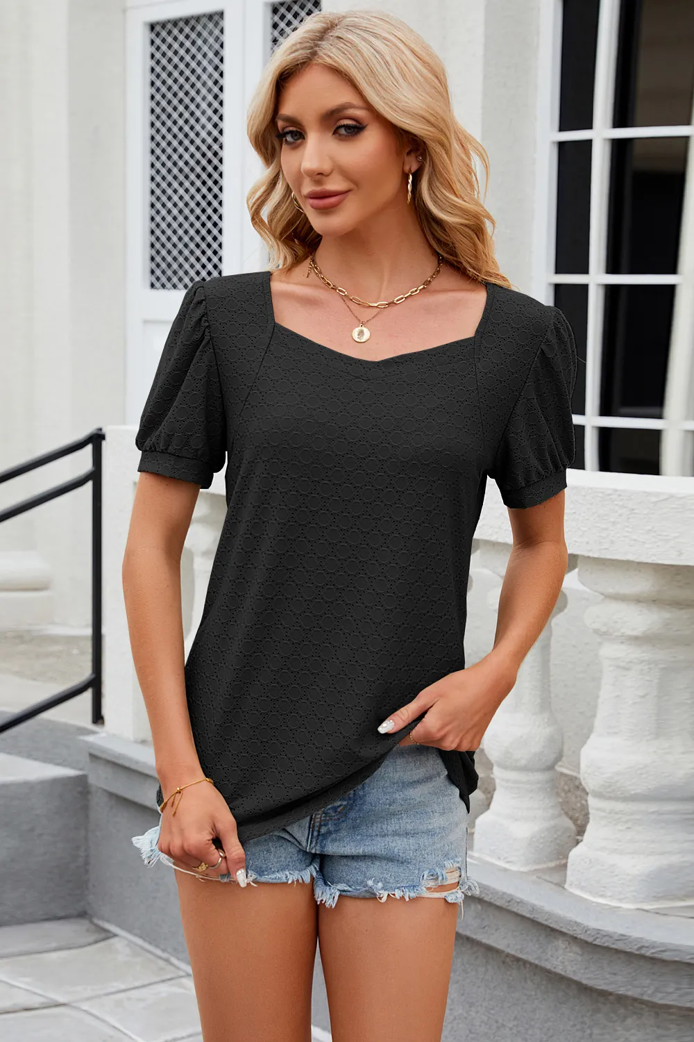 Eyelet Short Sleeve T-Shirt, image 24