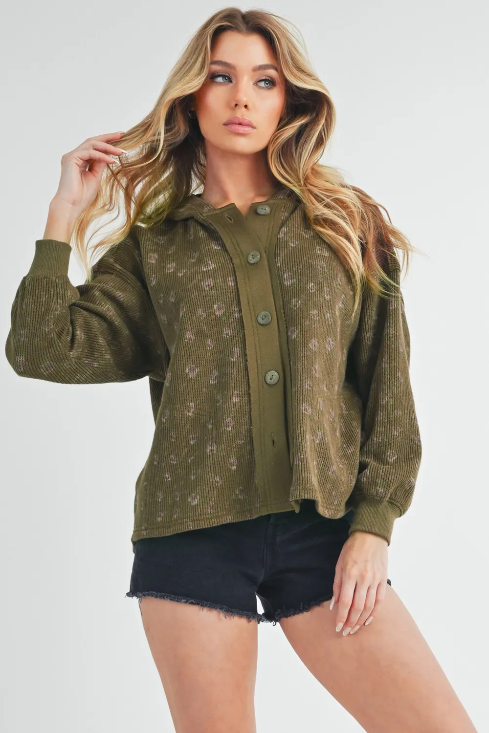 Floral Button Up Hooded Jacket, image 4