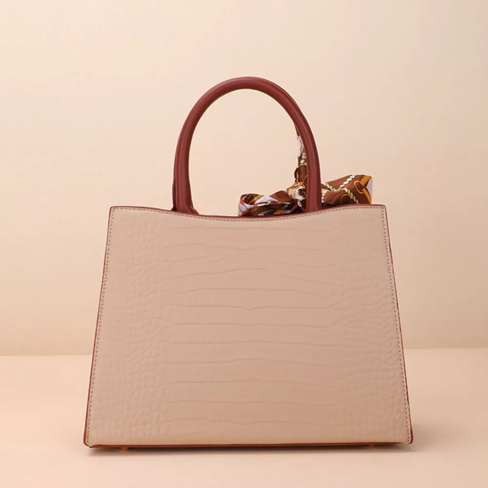 Crocodile Embossed Top Handle Handbag, image 6