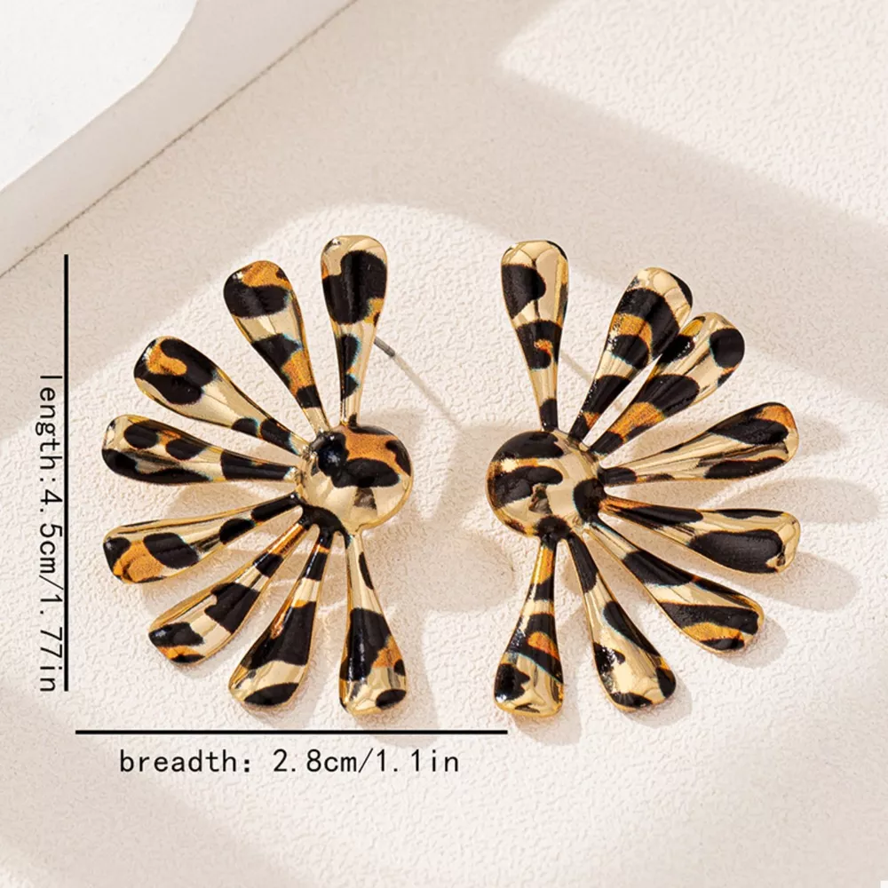 Leopard Print Fan-Shaped Earrings, image 5