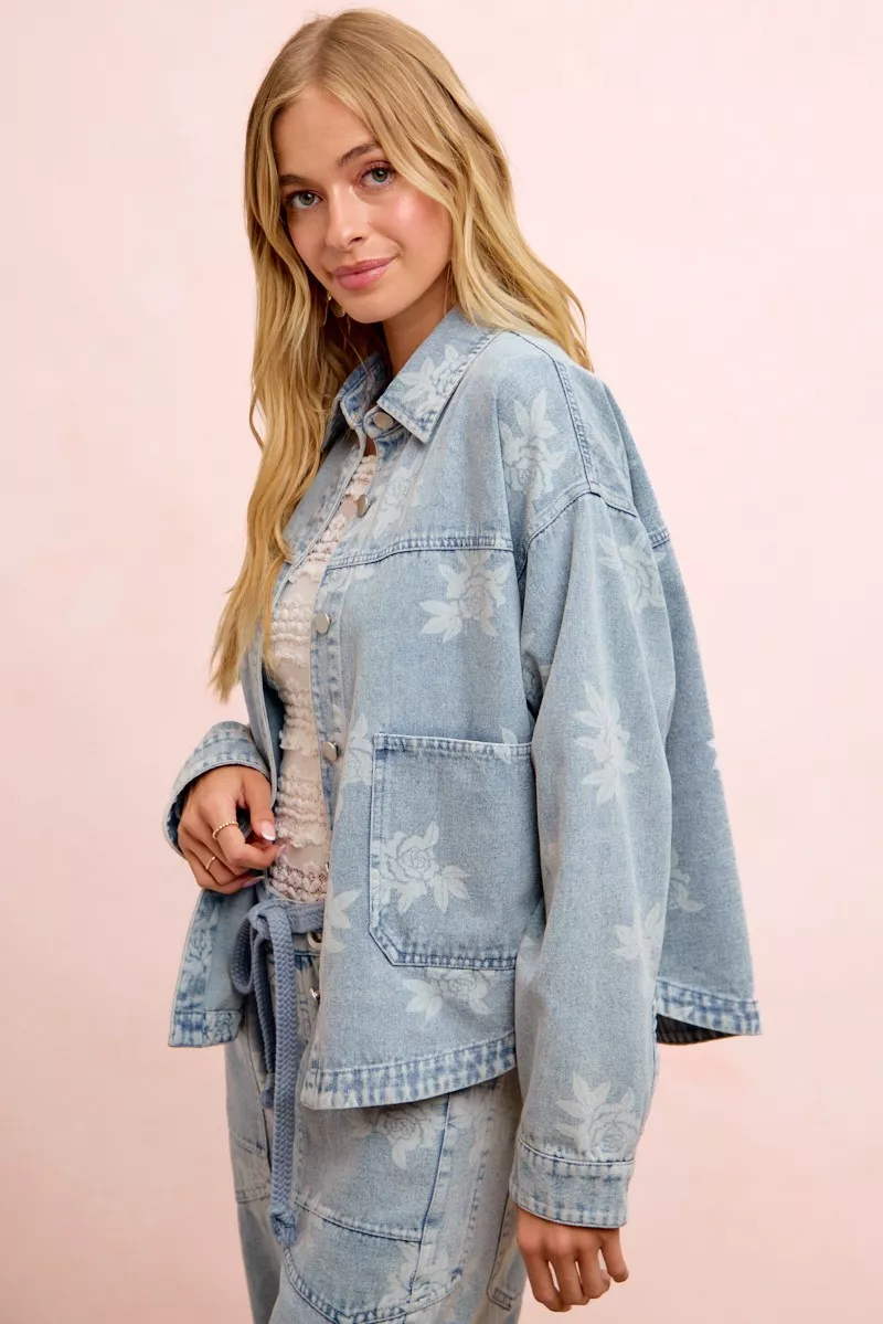 BiBi Printed Washed Denim Jacket With Pocket, image 2
