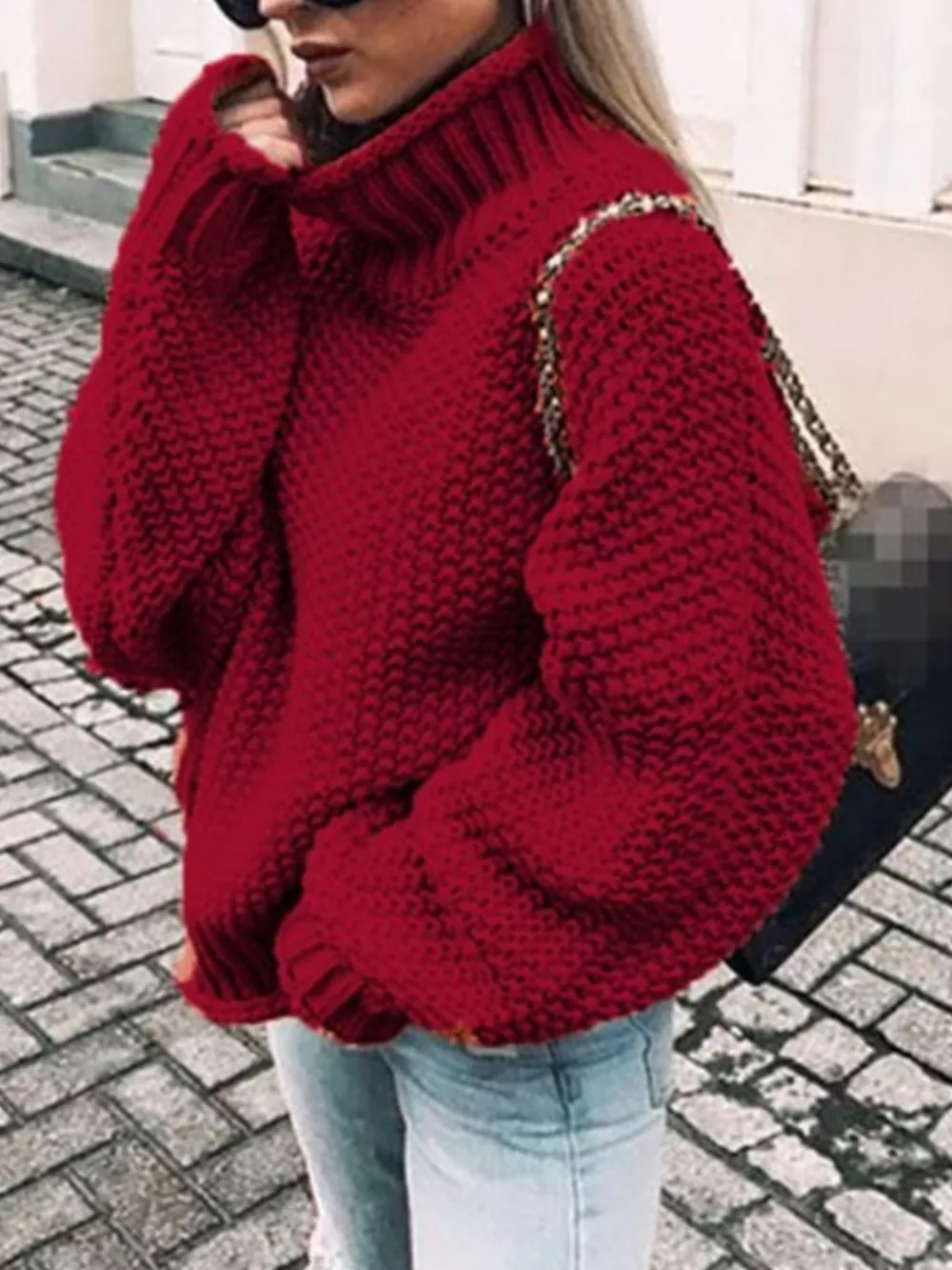 Chunky Knit Turtleneck Sweater, image 4