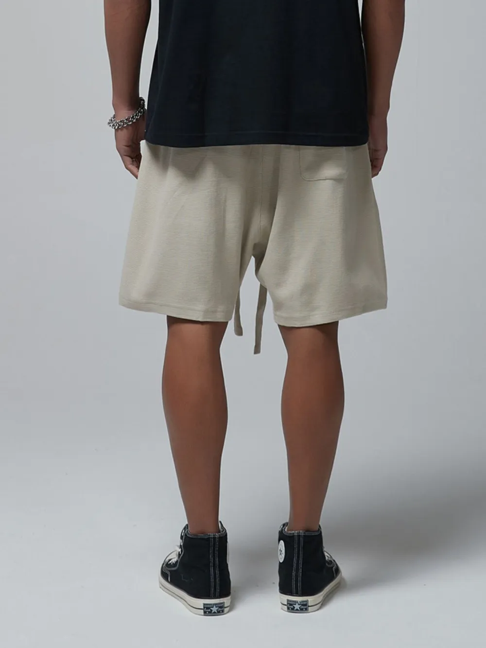 Men's Drawstring Waffle Shorts with Pockets, image 7
