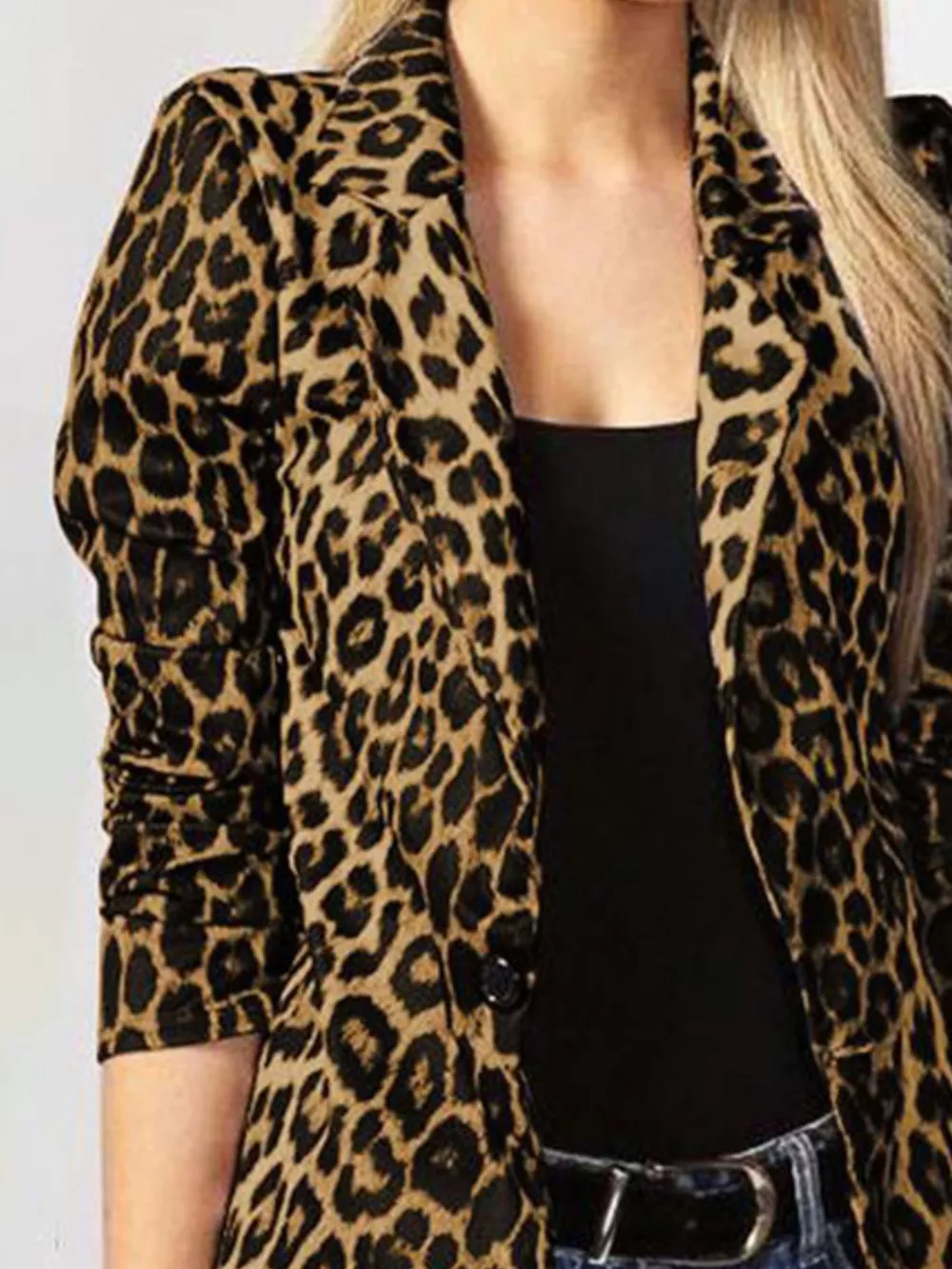 Leopard Print One Button Blazer, image 5