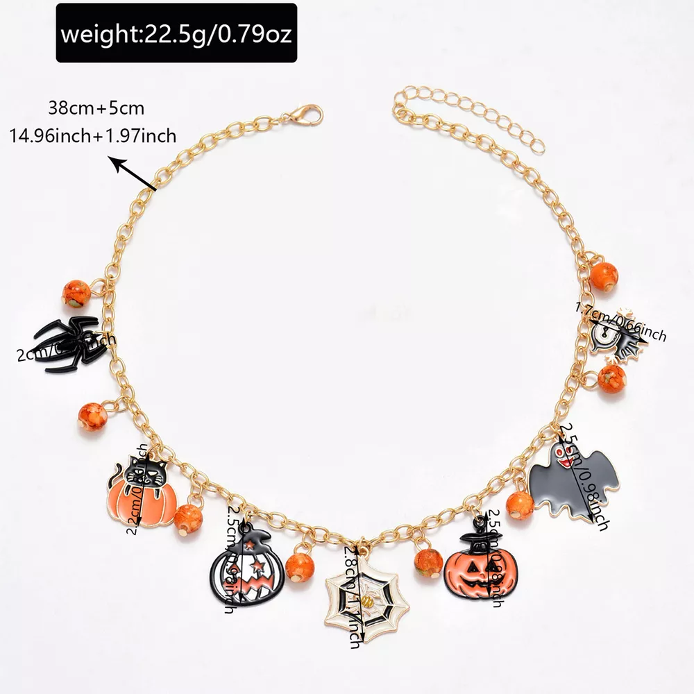 18K Gold-Plated Halloween Charm Necklace, image 4