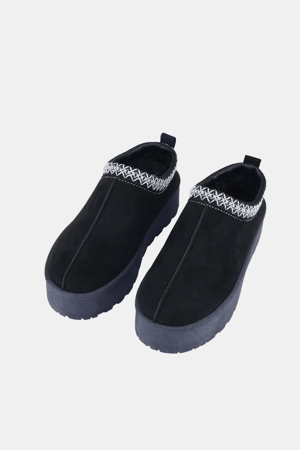 Platform Embroidered Trim Slip-On Boots, image 2