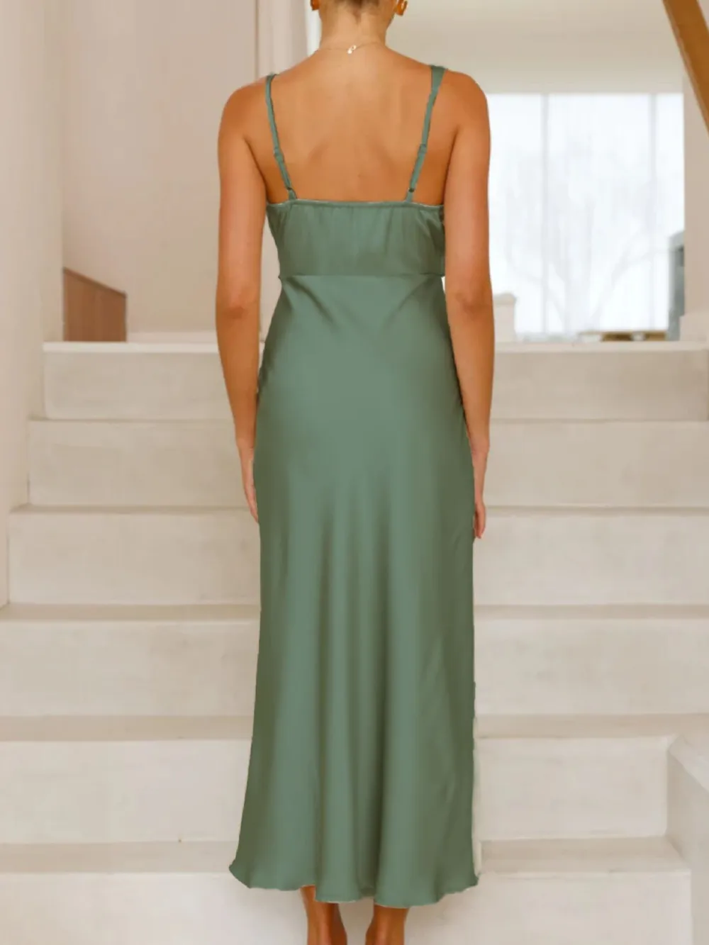 Satin Asymmetrical Midi Dress, image 11
