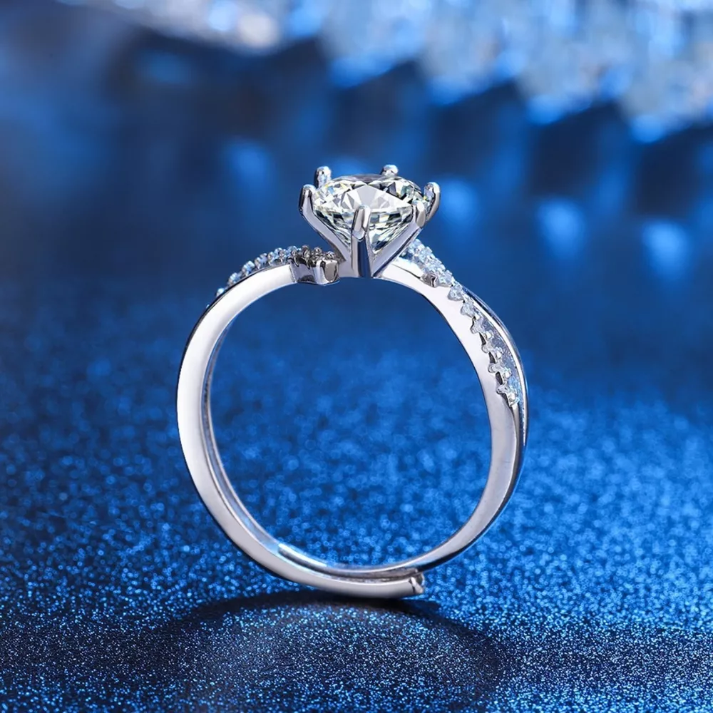 1 Carat Moissanite 925 Sterling Silver Ring, image 3