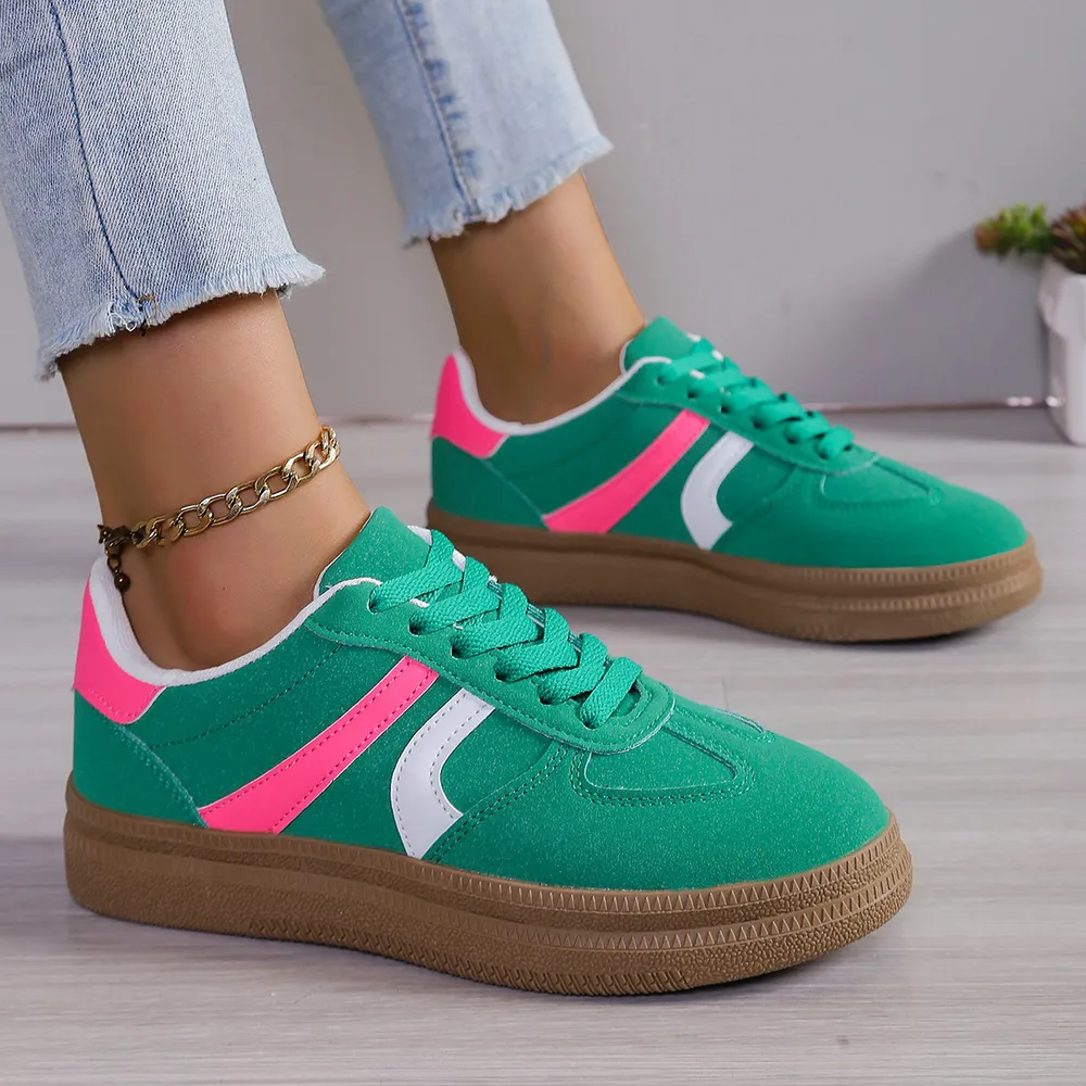 Lace Up Round Toe Contrast Sneakers, image 3
