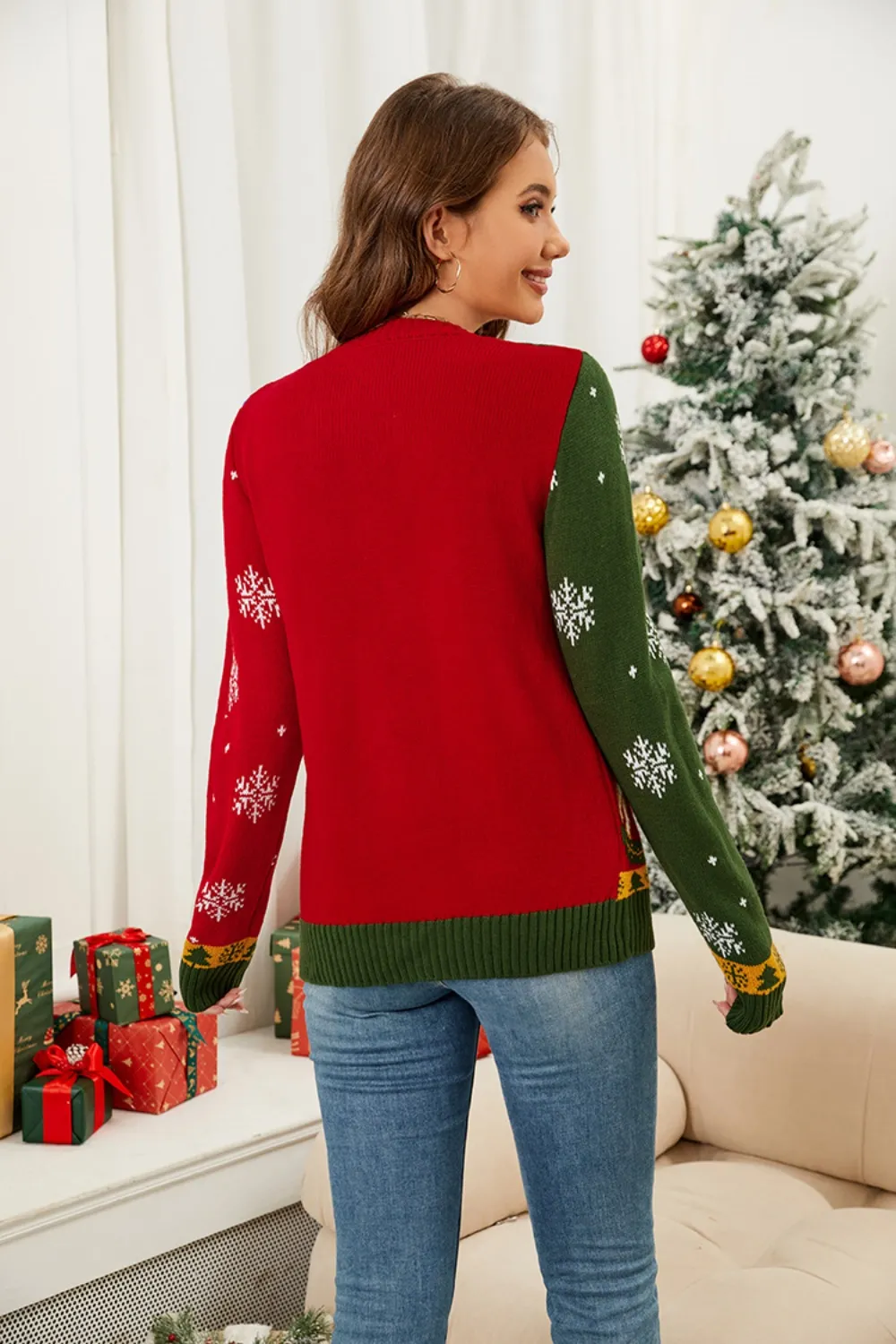 Nutcracker Contrast V-Neck Long Sleeve Cardigan, image 2
