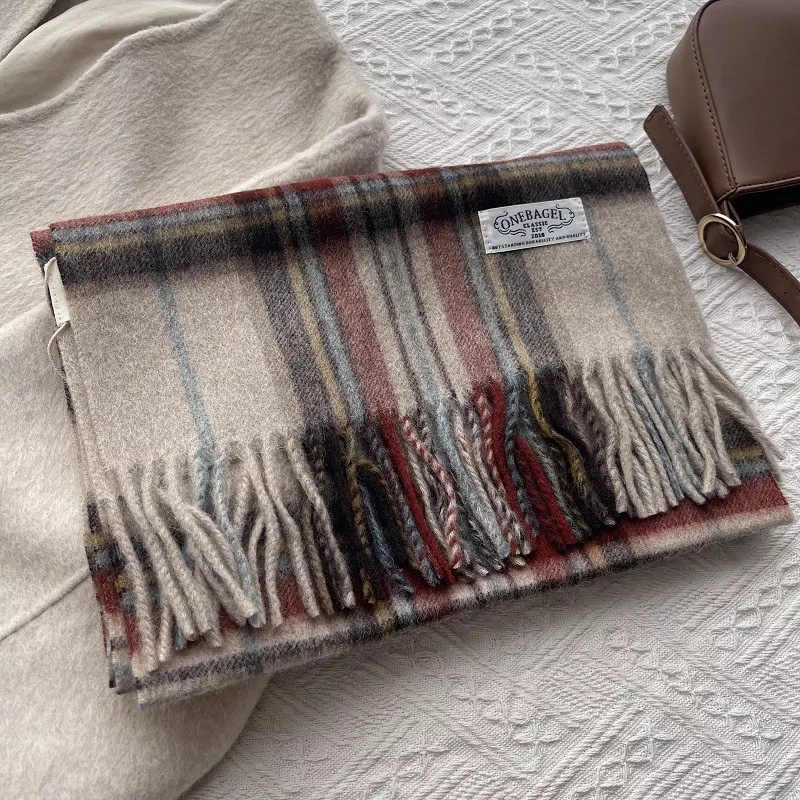 Wool Plaid Tassel Scarf, image 3