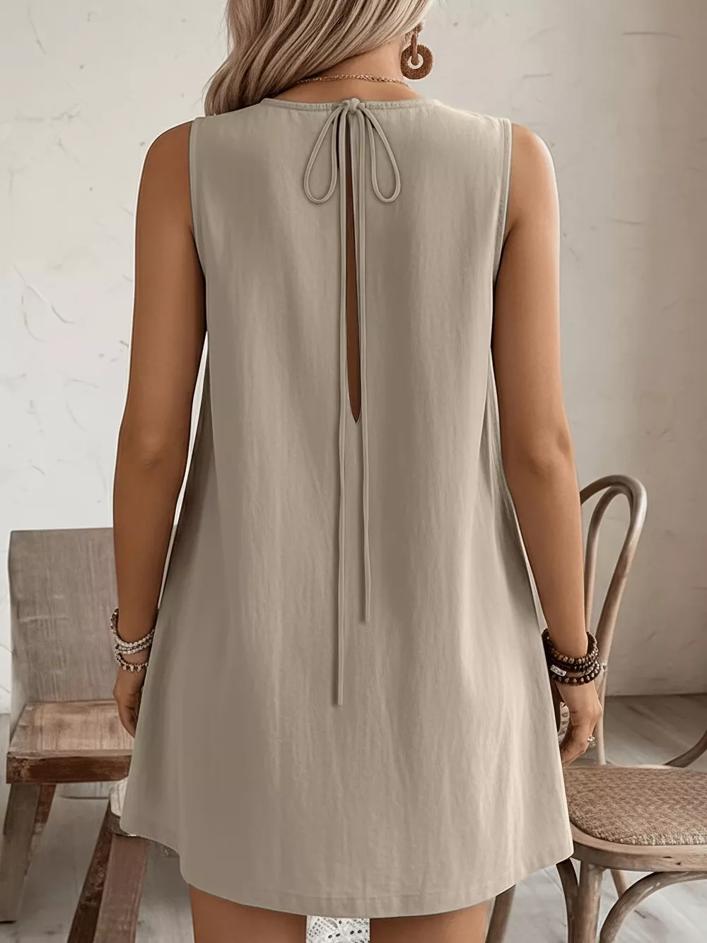 Frill Sleeveless Round Neck Dress, image 7
