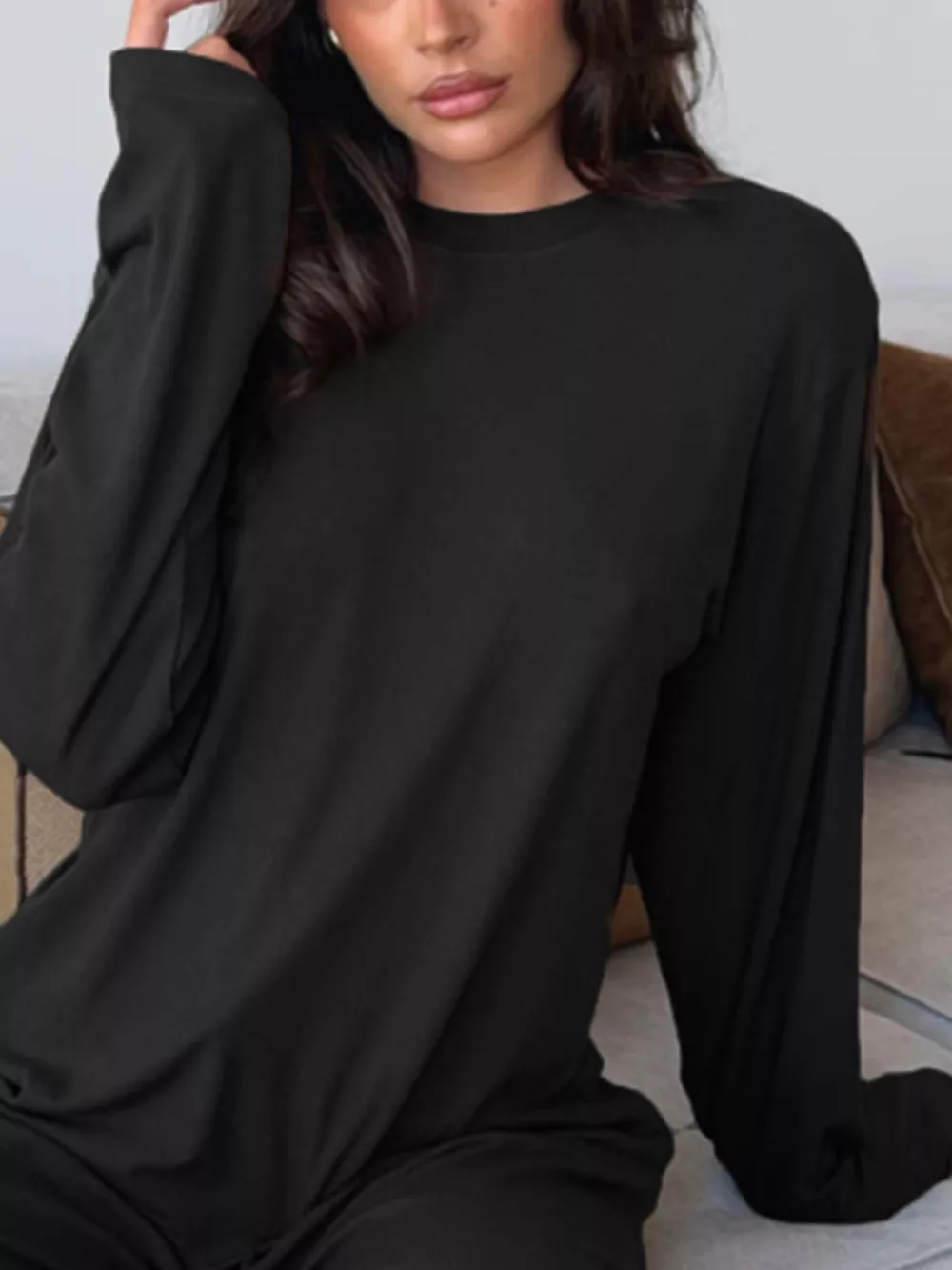 Relaxed Fit Long Sleeve Top and Pants Set, image 10