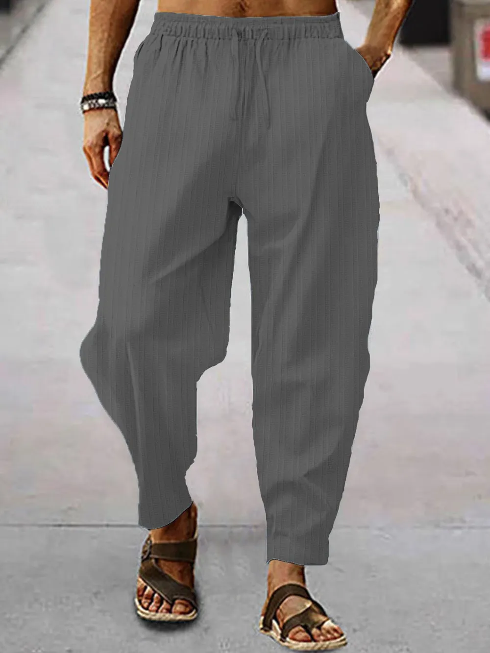 Men's Full Size Drawstring Pants with Pockets Plus Size, image 3