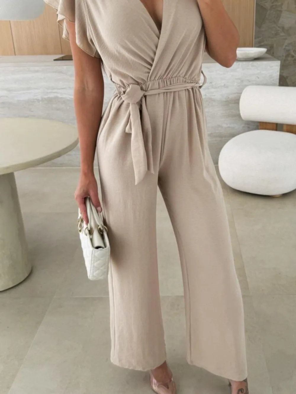 Tied Ruffled Wide Leg Jumpsuit, image 7