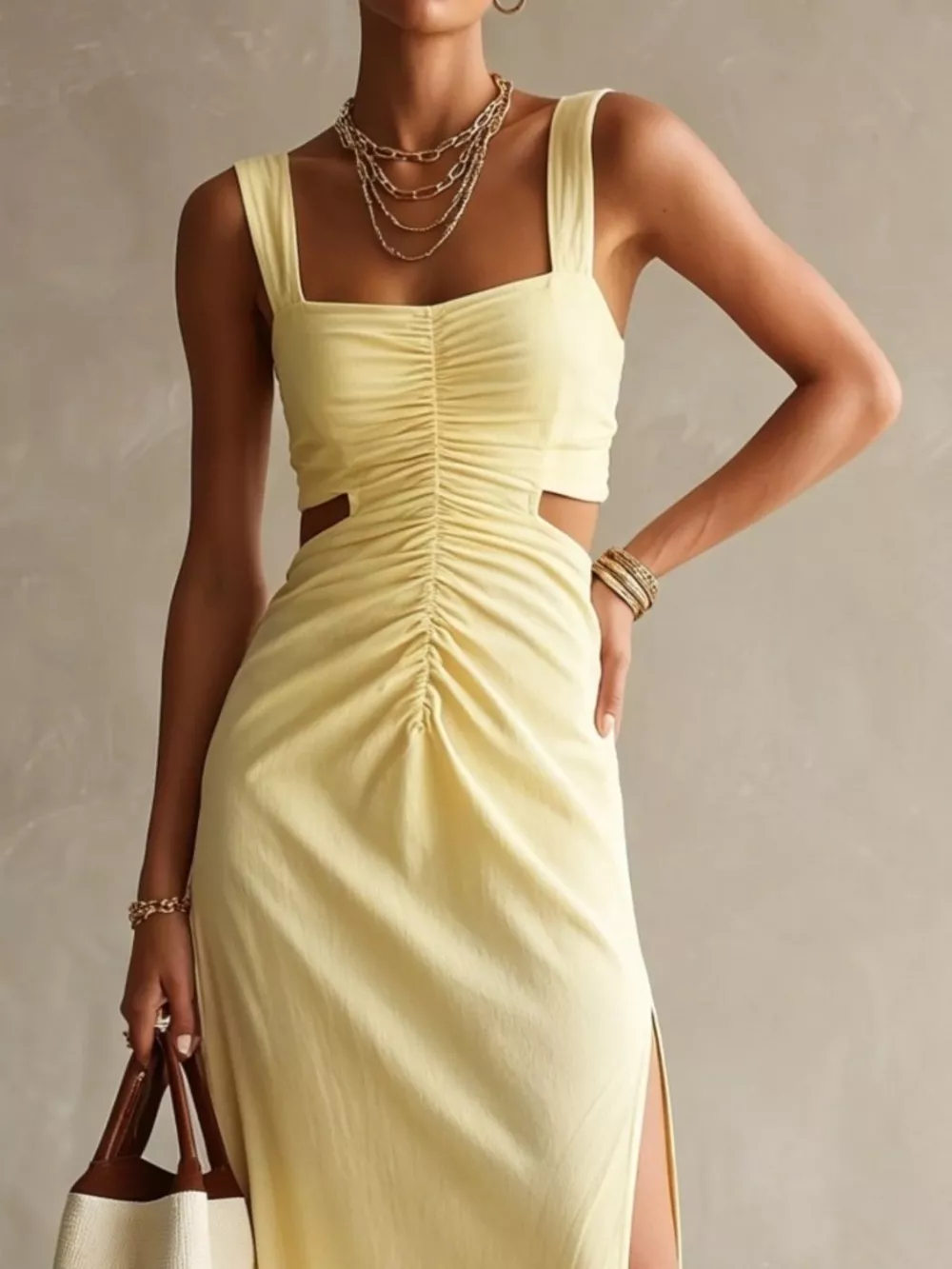 Ruched Cut-Out Midi Dress, image 4