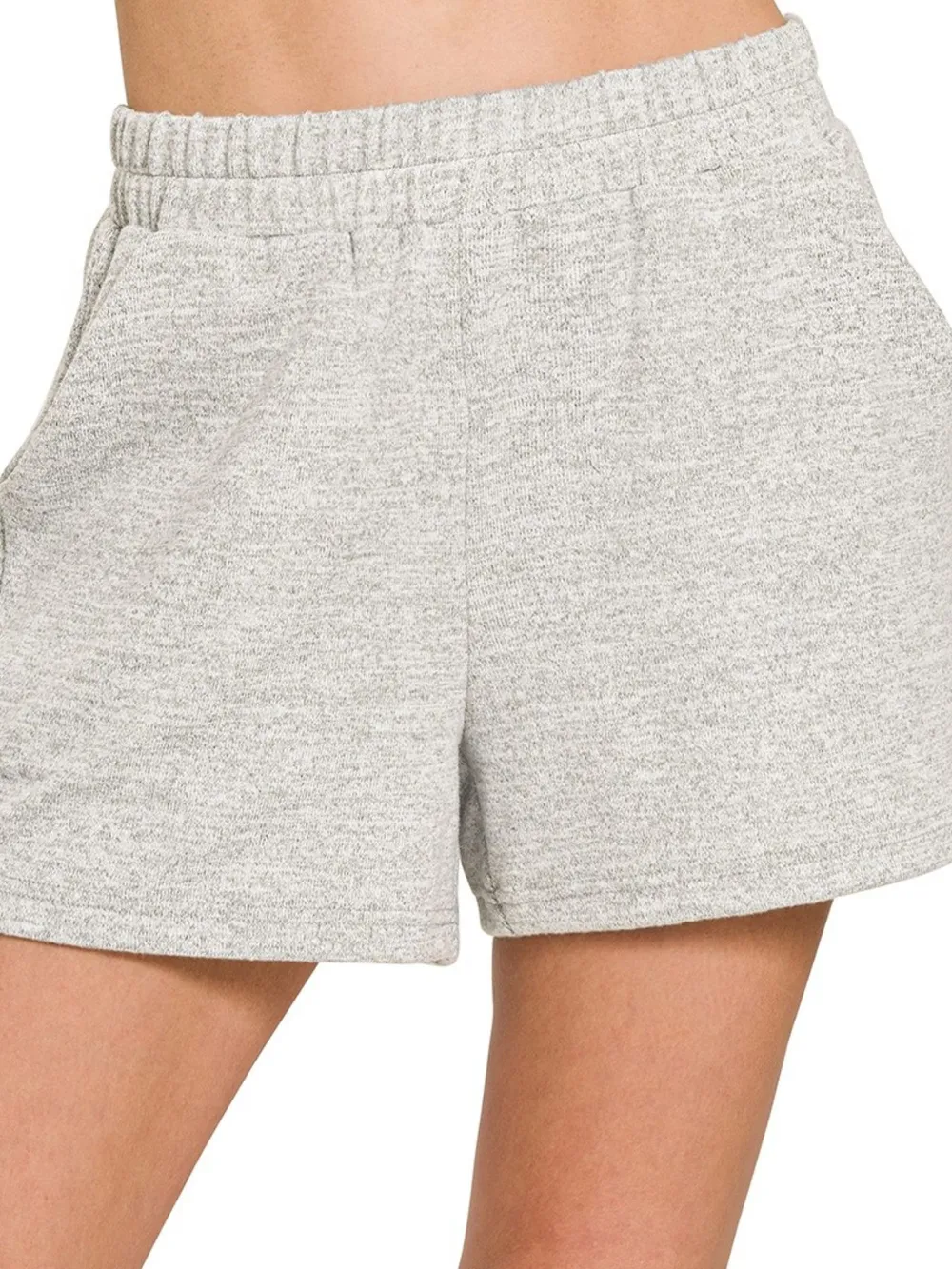Soft Melange Hacci Elastic Waist Band Shorts
