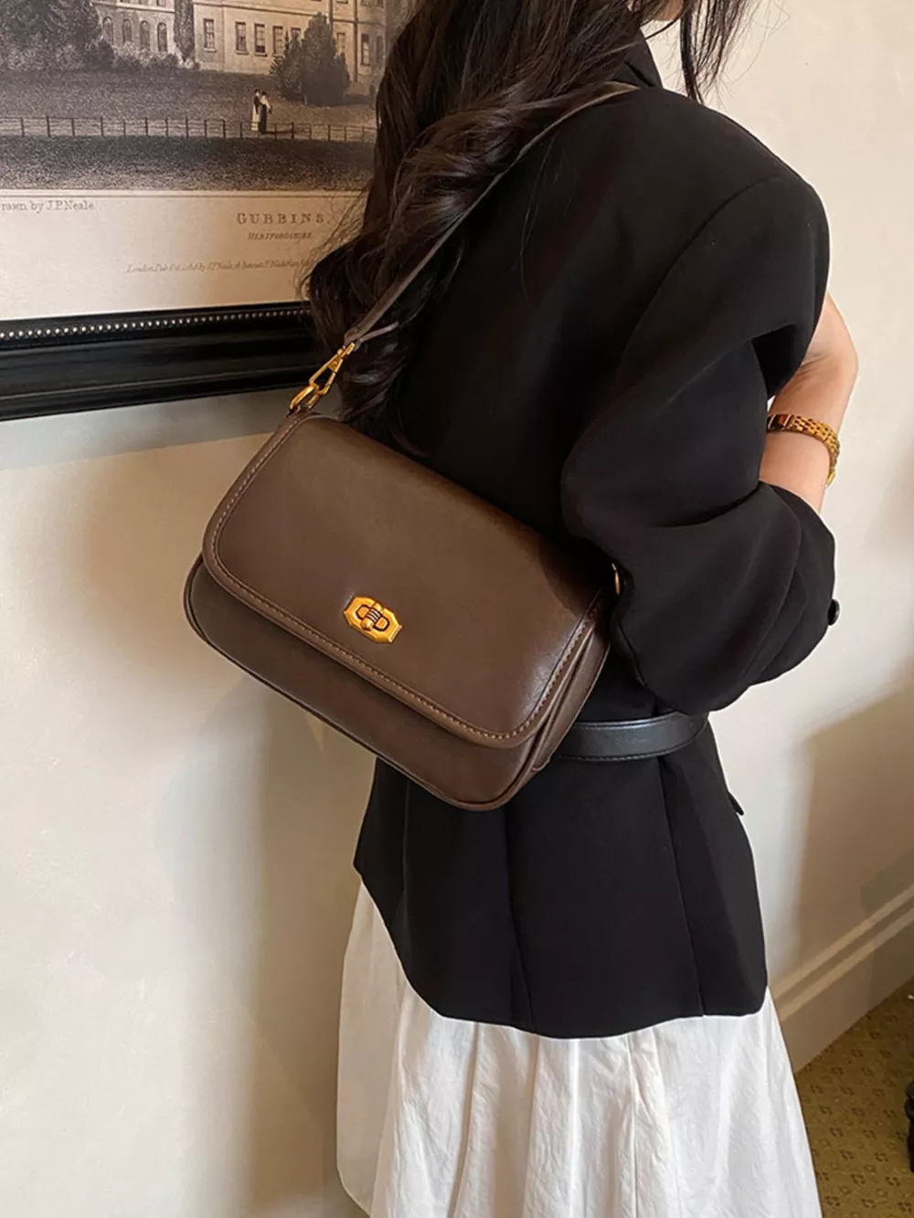 Twist Lock Flap Shoulder Bag, image 5