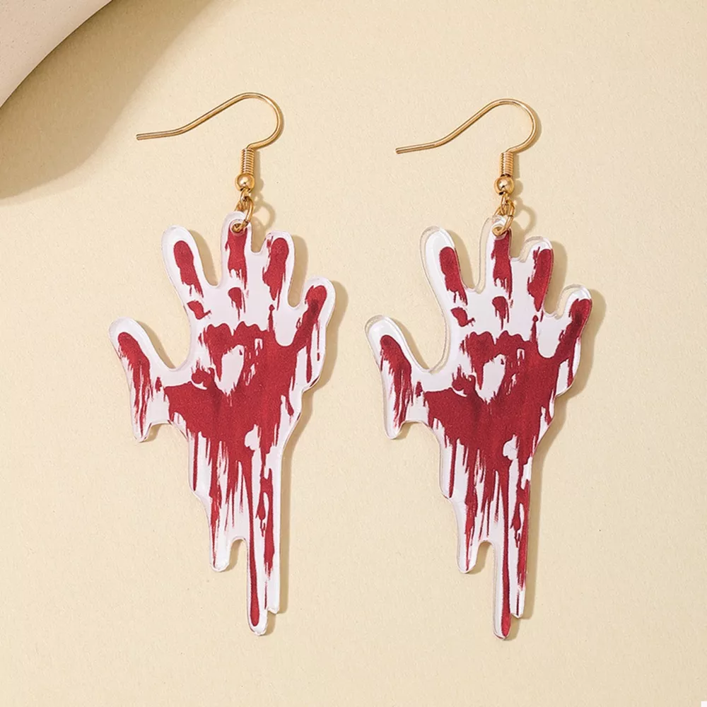 Halloween Bloody Hand Dangle Earrings, image 4