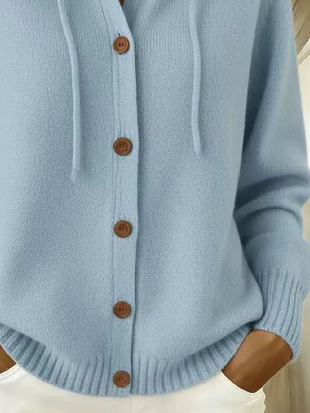 Full Size Hooded Button-Down Knit Cardigan Plus Size, image 4