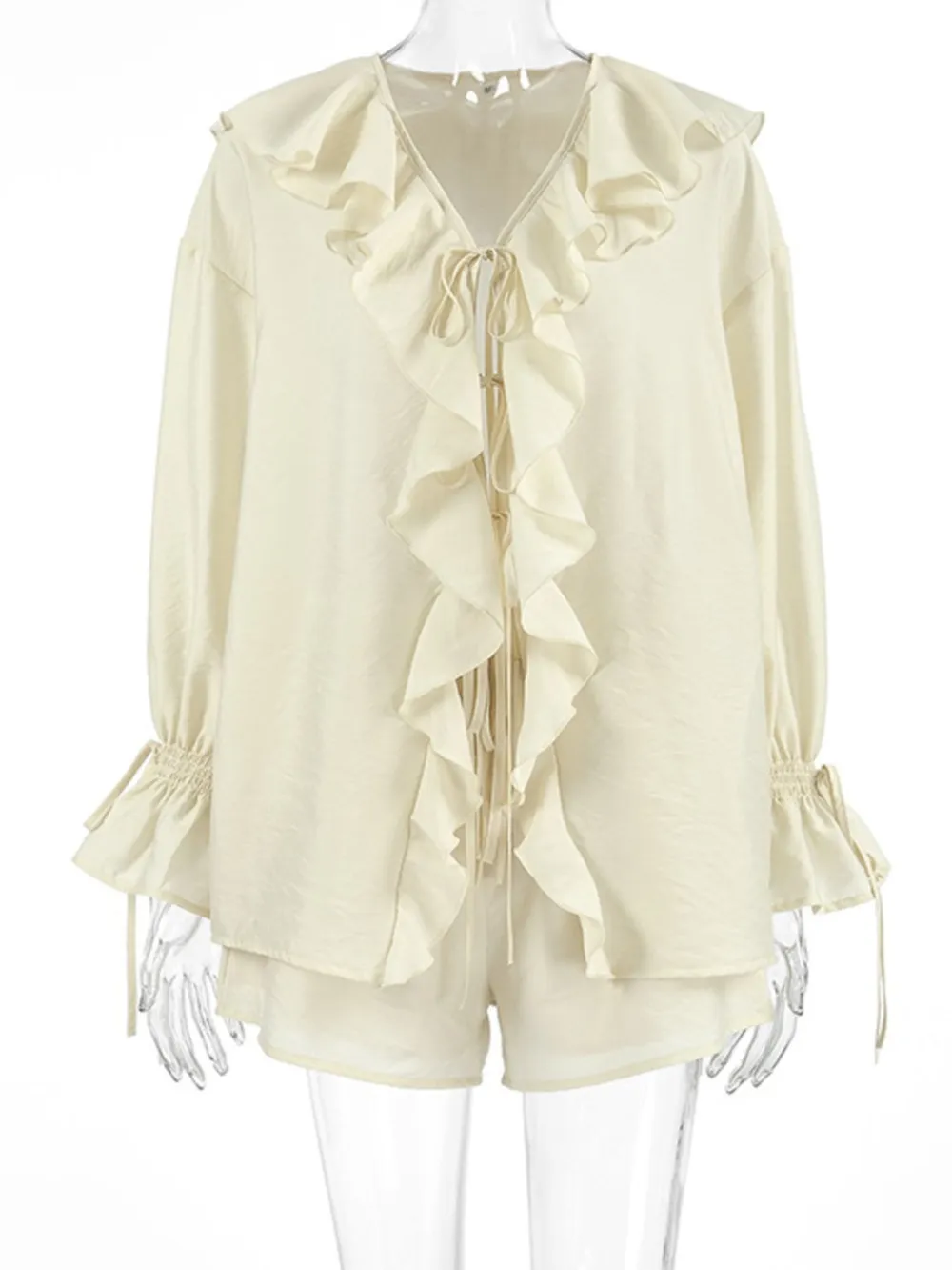 Ruffled V-Neck Top and Shorts Set, image 6