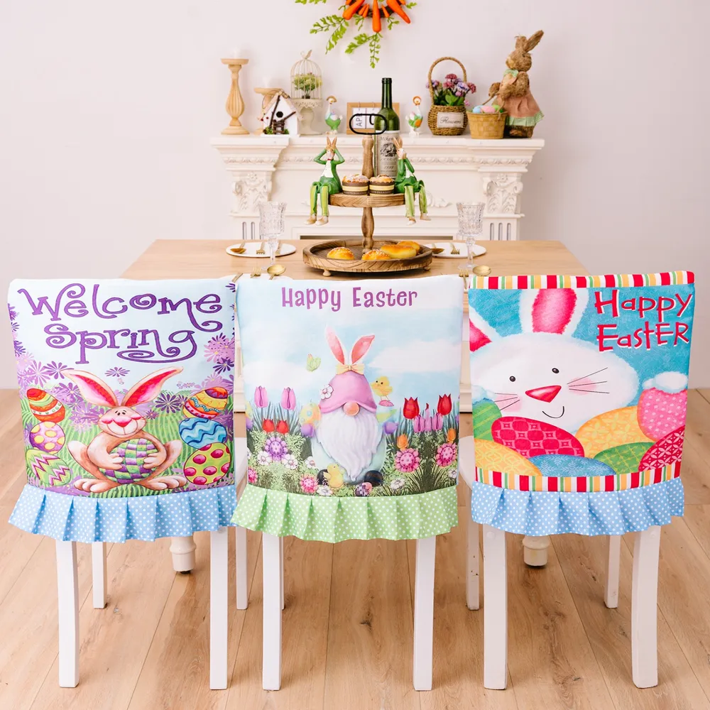 Easter Polka Dot Pleated Hem Chair Cover, image 2