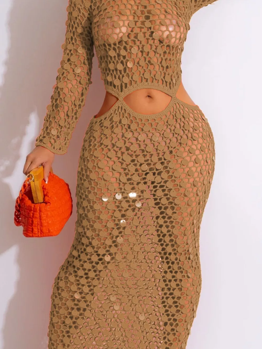 Sequin Mesh Cutout Maxi Dress, image 18